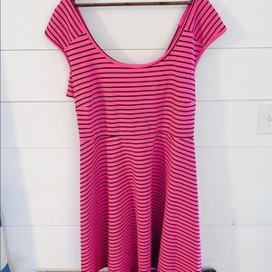 Torrid Magenta & Black Stripped Scuba Dress